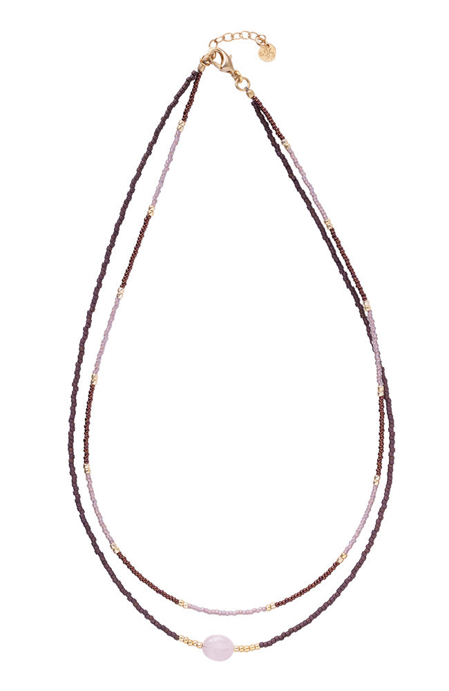 Eine schöne Geschichte Hingabe Rosenquarz Halskette aus Messing | Sophie Stone