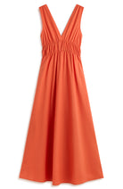 Ecoalf Bornite Kleid in staubigem Orange aus nachhaltiger Bio-Baumwolle und Leinen für Frauen | Sophie Stone 
