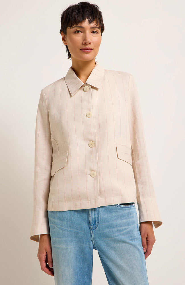 Lanius beige gestreifte Jacke aus Leinen für Frauen | Sophie Stone