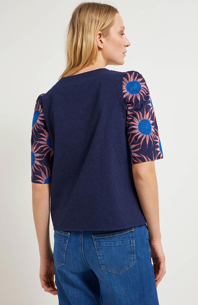 Lanius Bluse flower blue aus nachhaltiger Bio-Baumwolle für Frauen | Sophie Stone