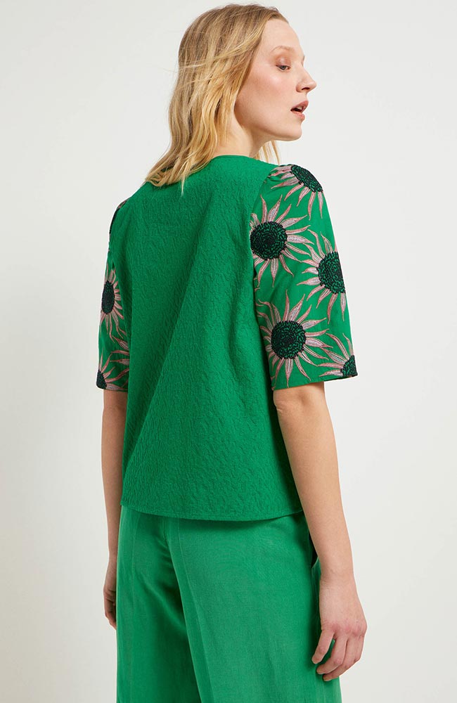 Lanius Bluse flower green aus nachhaltiger Bio-Baumwolle für Frauen | Sophie Stone