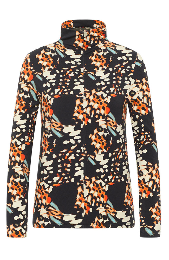 Lanius Rollkragenpullover Print orange mit Lyocell TENCEL und Bio-Baumwolle | Sophie Stone