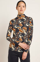 Lanius Rollkragenpullover print orange mit Lyocell TENCEL für Damen | Sophie Stone