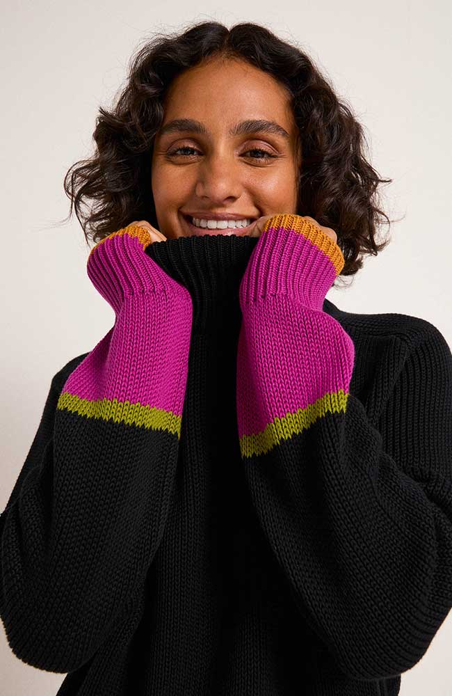 LANIUS Colourblock-Pullover schwarz aus nachhaltiger Bio-Baumwolle | Sophie Stone