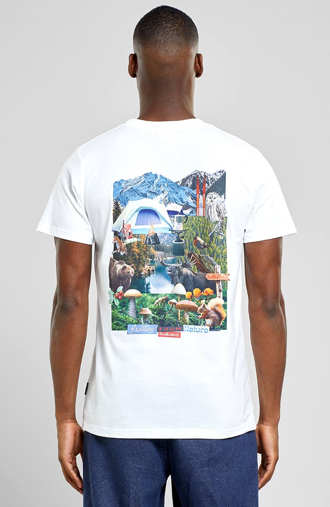 Dedicated T-Shirt Stockholm Natur Collage weiß Bio-Baumwolle | Sophie Stone