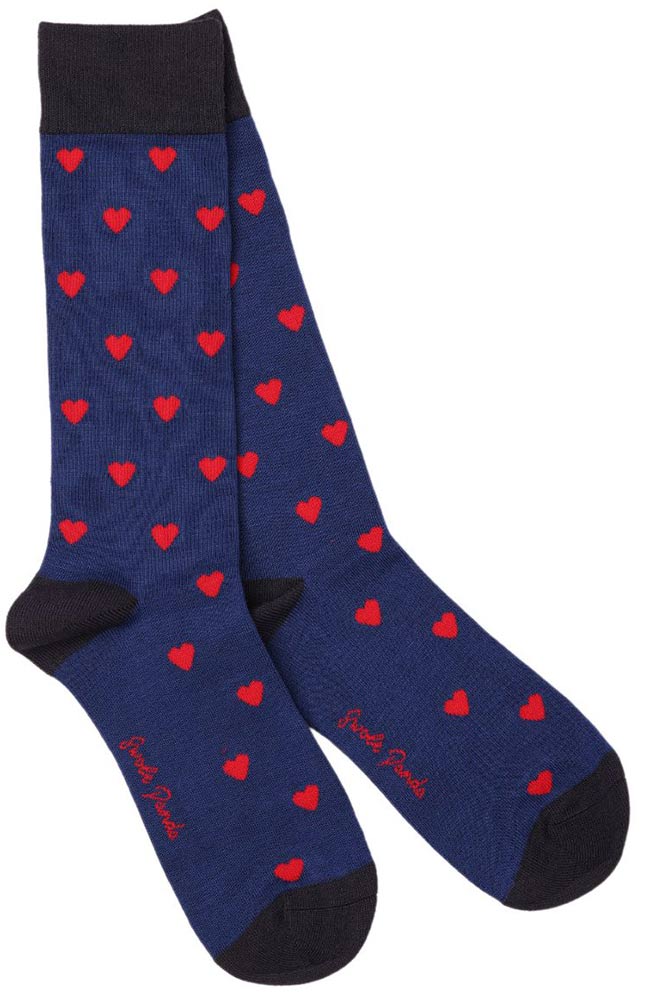 Swole Panda unisex sokken van Moso bamboe blauw met hartjes | Sophie Stone