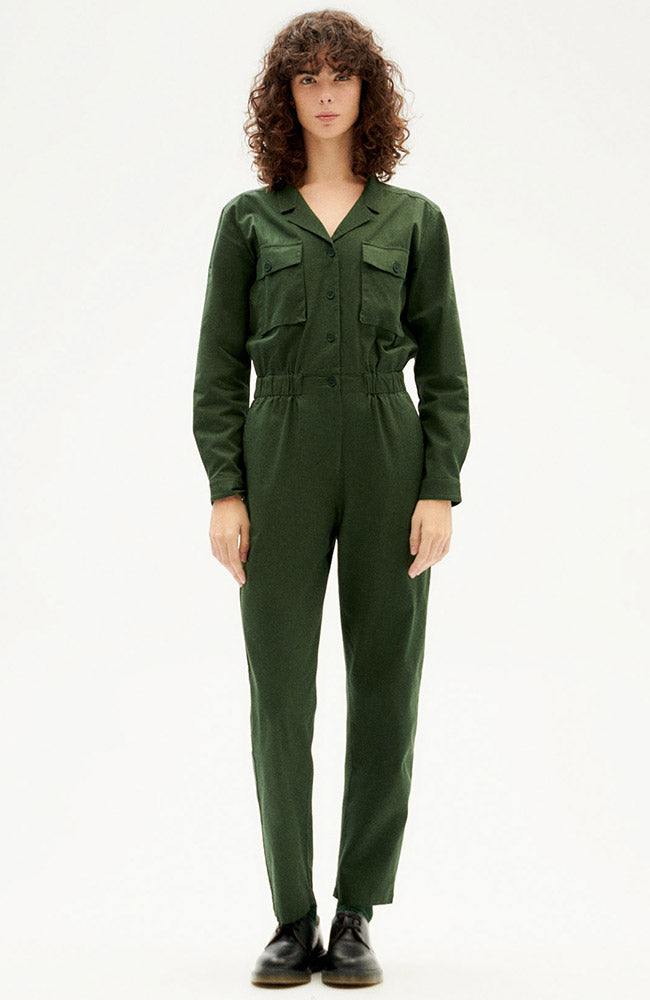Thinking MU Hannah jumpsuit bottle green bio katoen | Sophie Stone