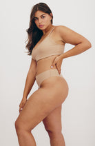 Organic Basics Naked Rib Tanga Haselnuss aus dauerhaft recyceltem Nylon | Sophie Stone