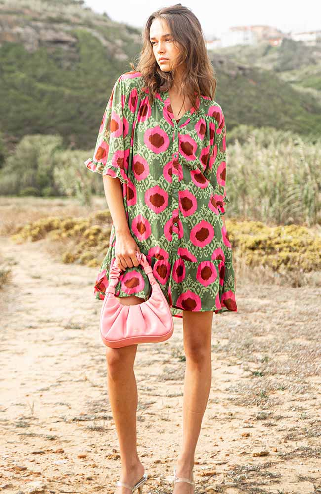 Poppyfield Sancho Kleid rosa grün ECOVERO | Sophie Stone