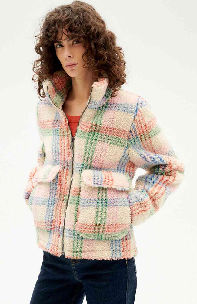 Thinking MU dames Sophie color square jacket beige | Sophie Stone