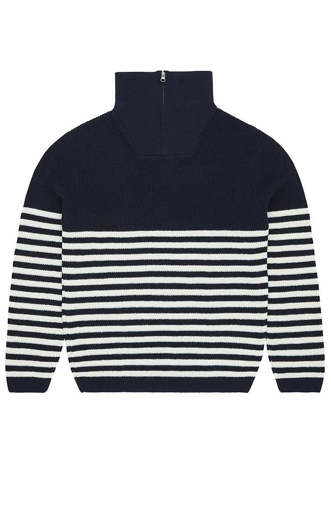Bask in the Sun Navy Elkano Pullover aus recycelter Wolle | Sophie Stone