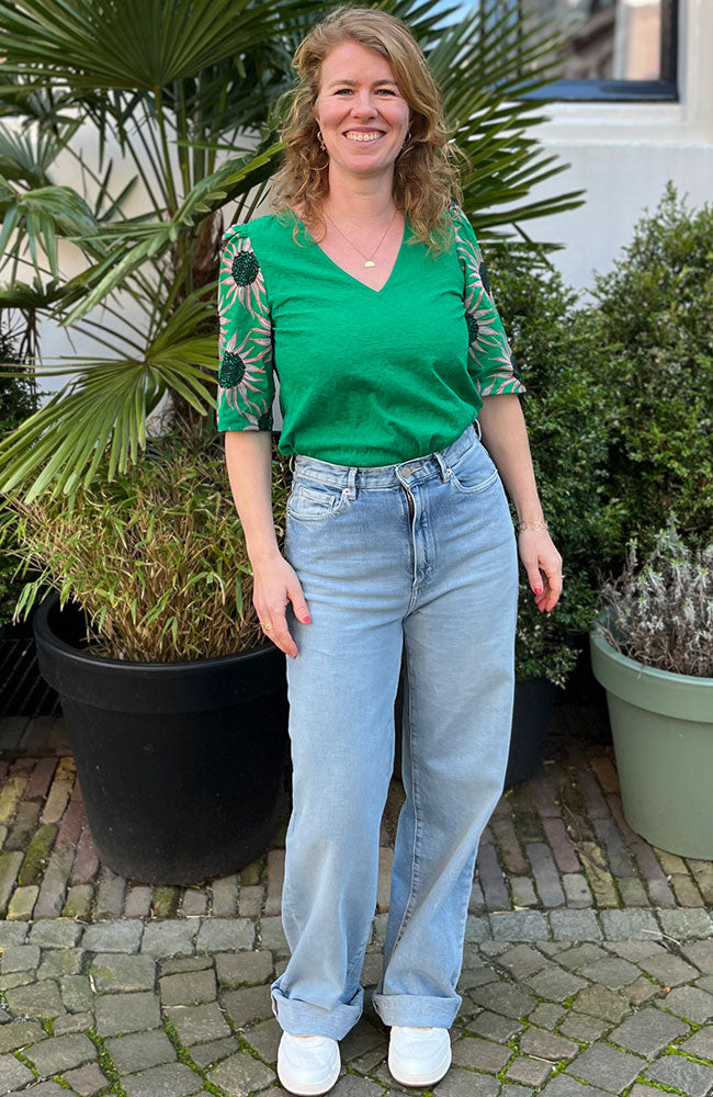 Lanius Bluse Blume grün aus Bio-Baumwolle für Frauen | Sophie Stone