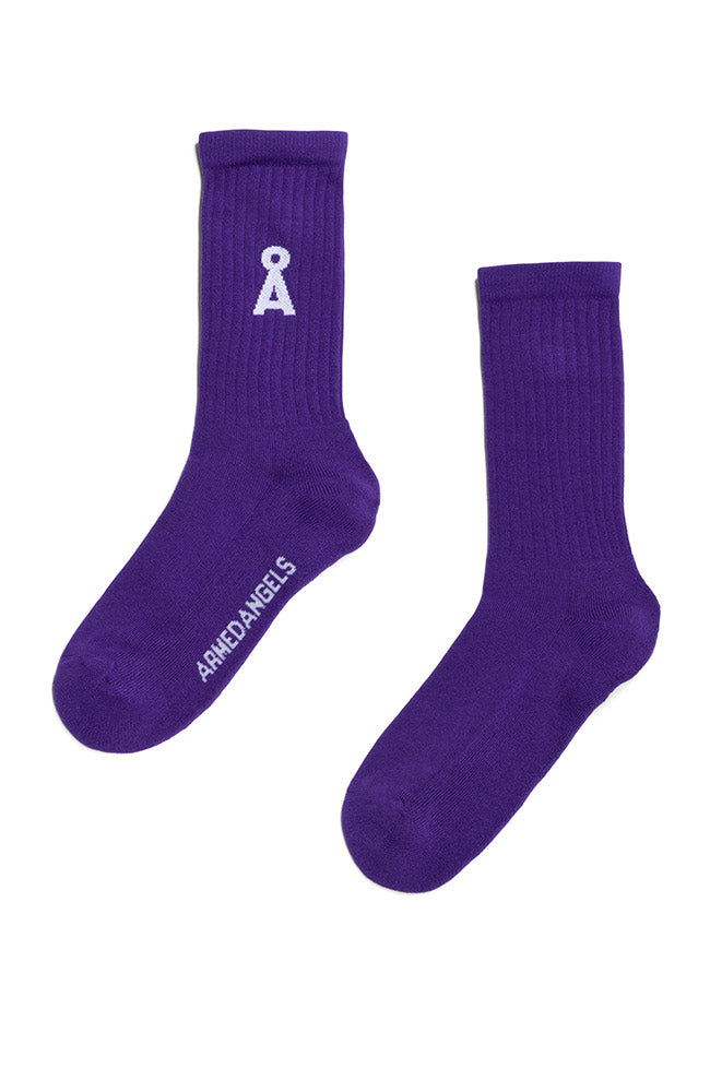 ARMEDANGELS Saamu sportsokken indigo lilac bio katoen | Sophie Stone