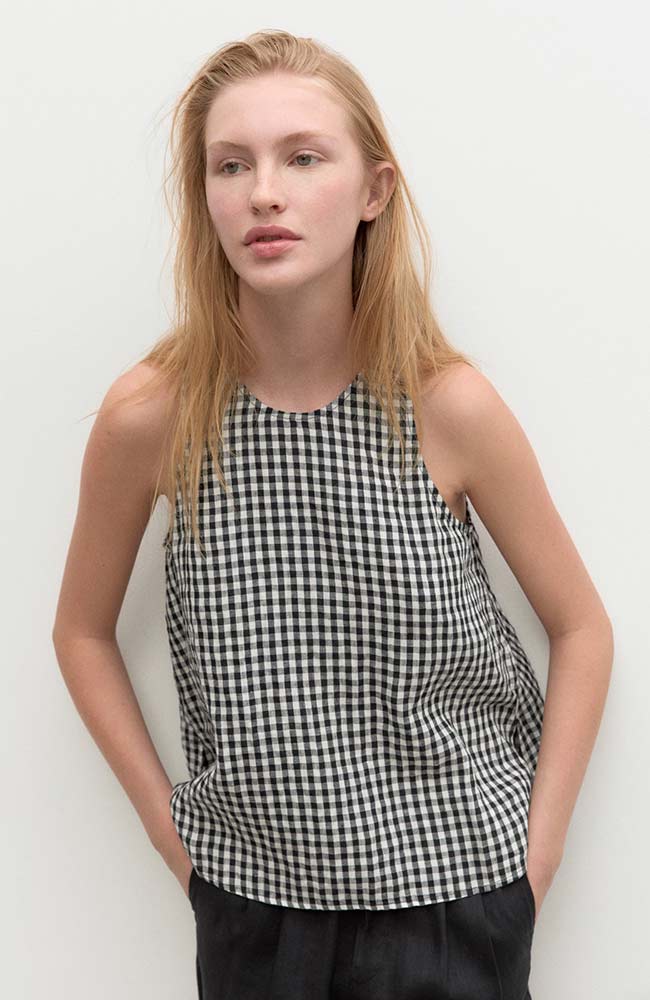 Ecoalf Lola Vichy Shirt schwarz aus 100% Leinen | Sophie Stone 