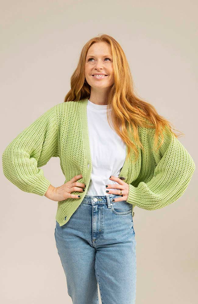 Jan 'n June Lena duurzaam vest matcha van bio katoen | Sophie Stone
