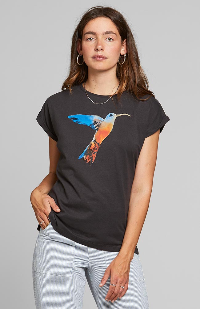 T-shirt Visby Painted Hummingbird dunkelgrau| Sophie Stone 