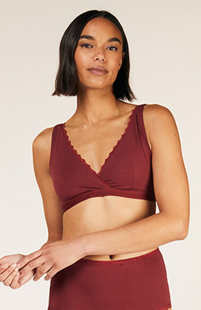 People Lace Trim Triangle Bra Top burgundy Bio-Baumwolle | Sophie Stone